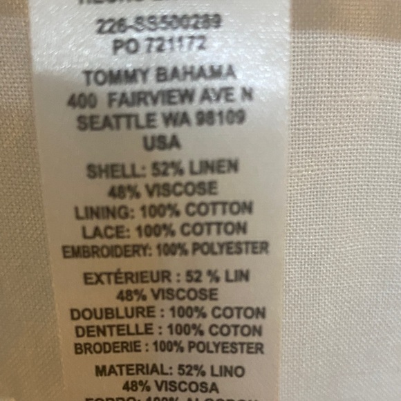 Tommy Bahama White Tunic with Coral and Pink Embroidery Linen Blend - Picture 3 of 8